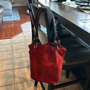 Tiagnanello red suede handbag